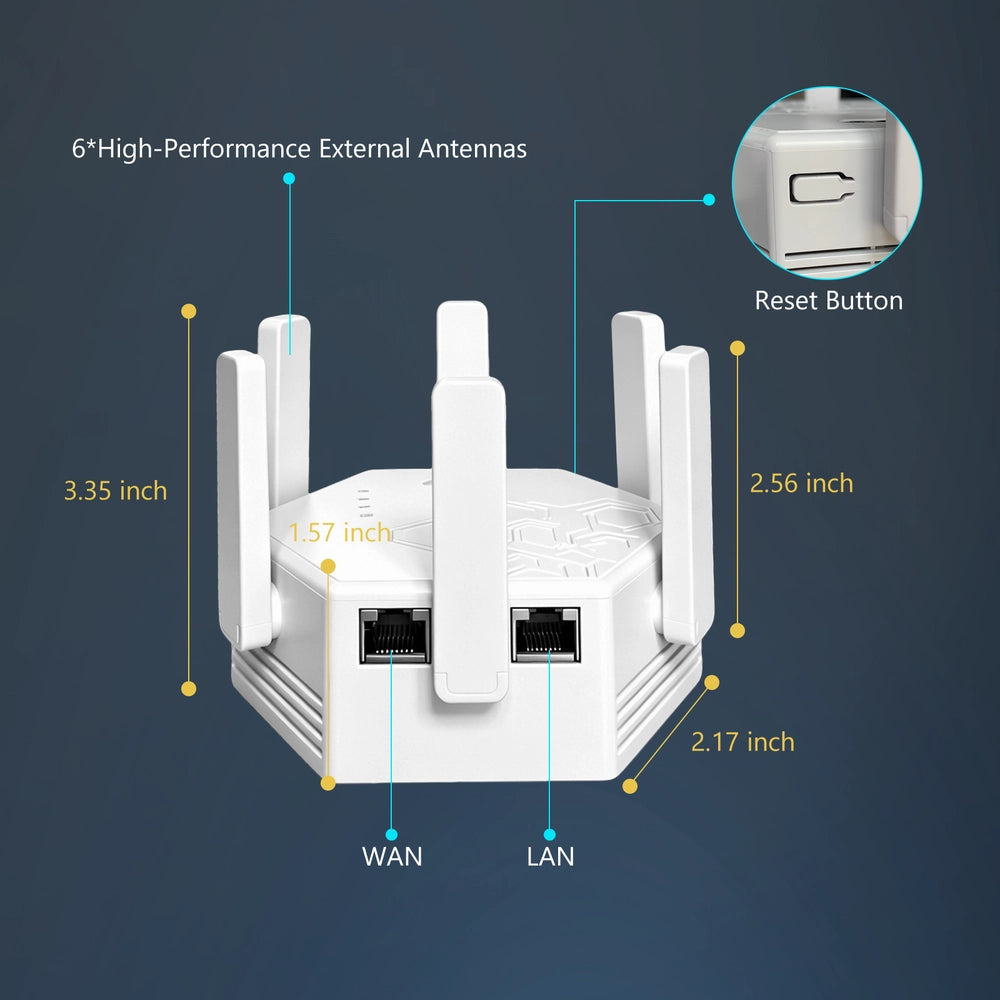 Aerzosty Dual Band Wi-Fi Range Extender with AP Mode & Ethernet Ports