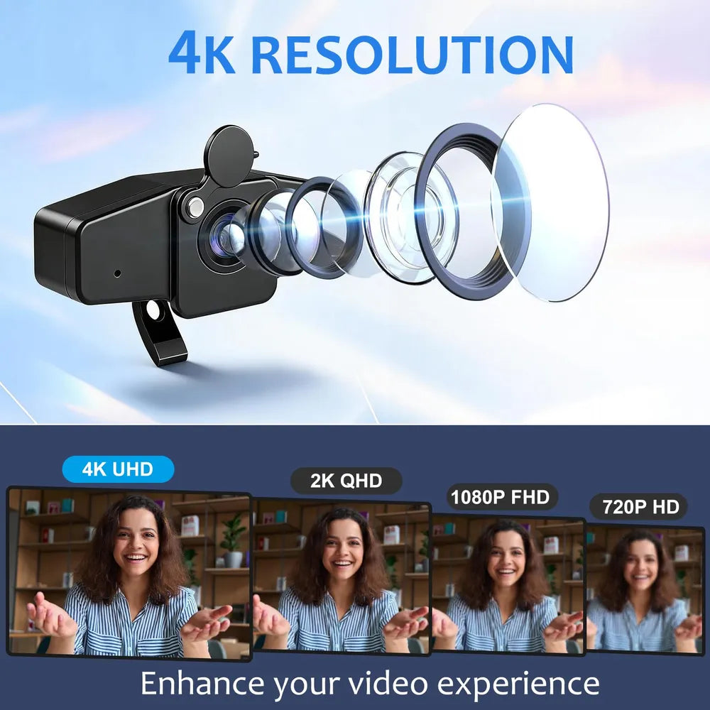 Aerzosty 4K Webcam for PC with Autofocus & Privacy Cover