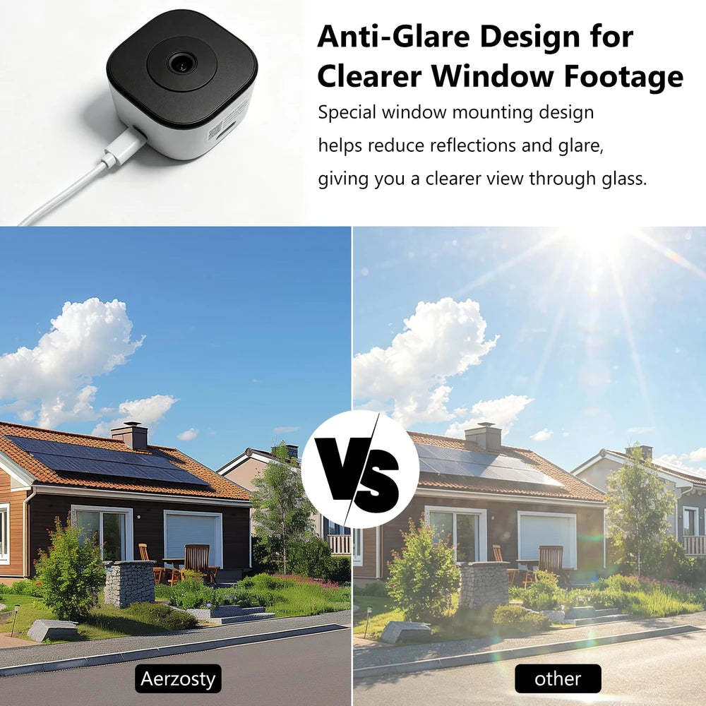 Aerzosty 2K Window Security Camera 2-Pack with Color Night Vision