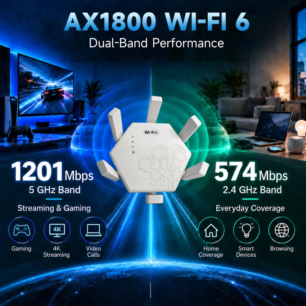 Aerzosty Dual Band Wi-Fi Range Extender with AP Mode & Ethernet Ports
