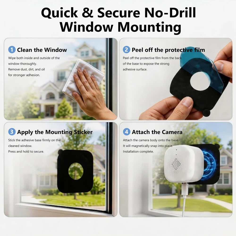 Aerzosty 2K Window Security Camera 2-Pack with Color Night Vision