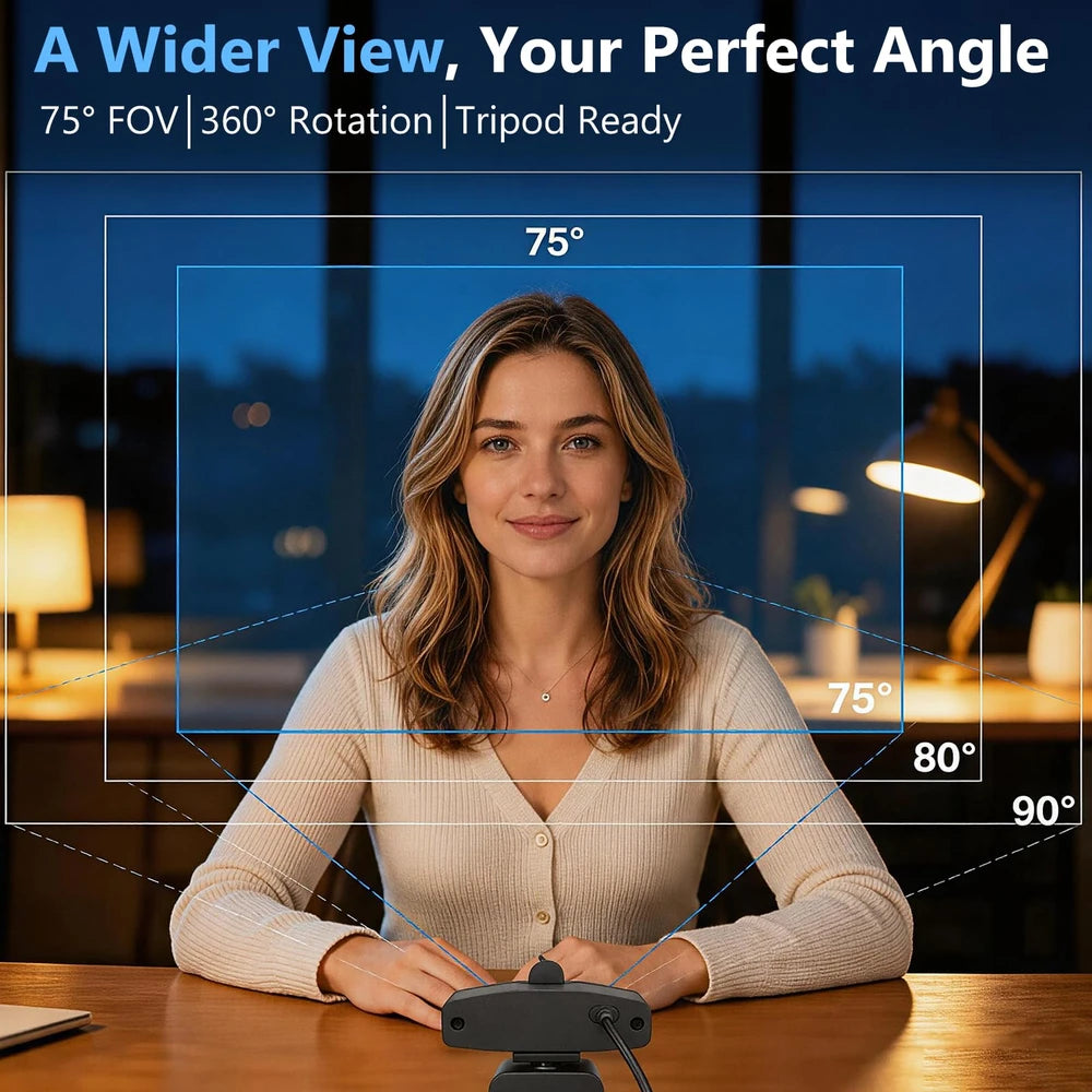 Aerzosty 4K Webcam for PC with Autofocus & Privacy Cover