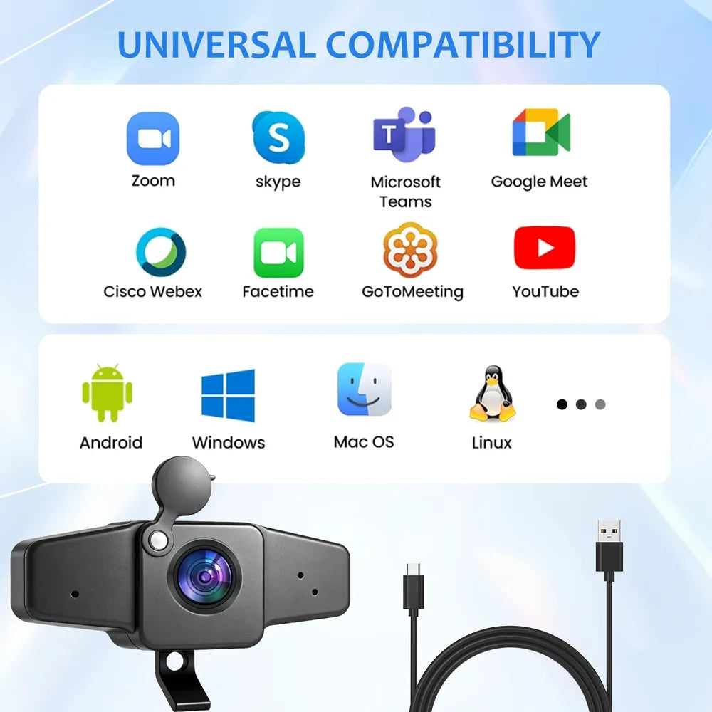 Aerzosty 4K Webcam for PC with Autofocus & Privacy Cover