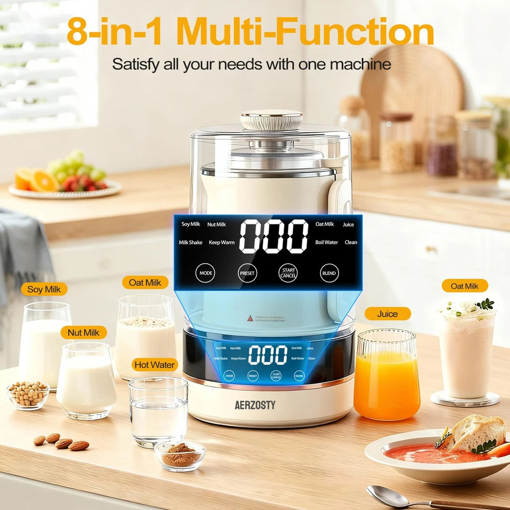 Aerzosty 10-in-1 Nut Milk Maker with Auto Clean & Keep Warm