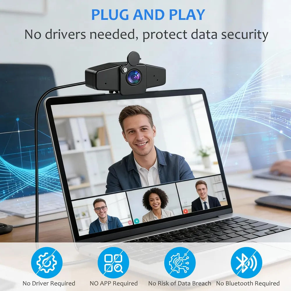 Aerzosty 4K Webcam for PC with Autofocus & Privacy Cover